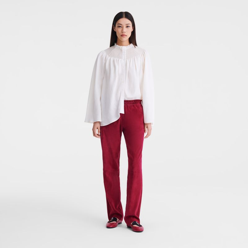 Women Longchamp Smocked Veil Blouse Cream | Ireland-365ZAYJNT
