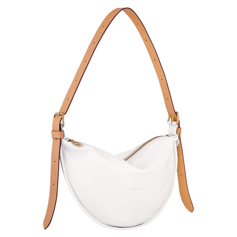 Women Longchamp Smoothie M Crossbody Bag White | Ireland-497APOTLB
