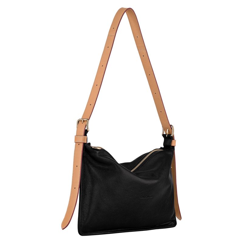 Women Longchamp Smoothie M Crossbody Bag Black | Ireland-917TSUKPW