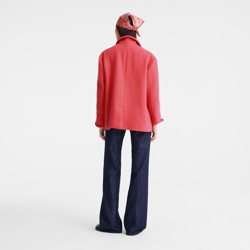 Women Longchamp Straight Short Coat Pink | Ireland-314WUEVTP