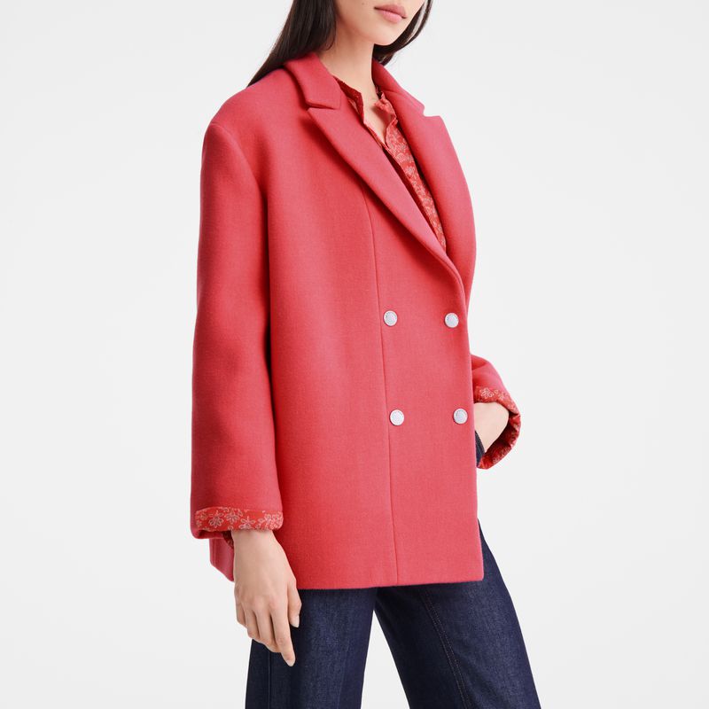 Women Longchamp Straight Short Coat Pink | Ireland-314WUEVTP