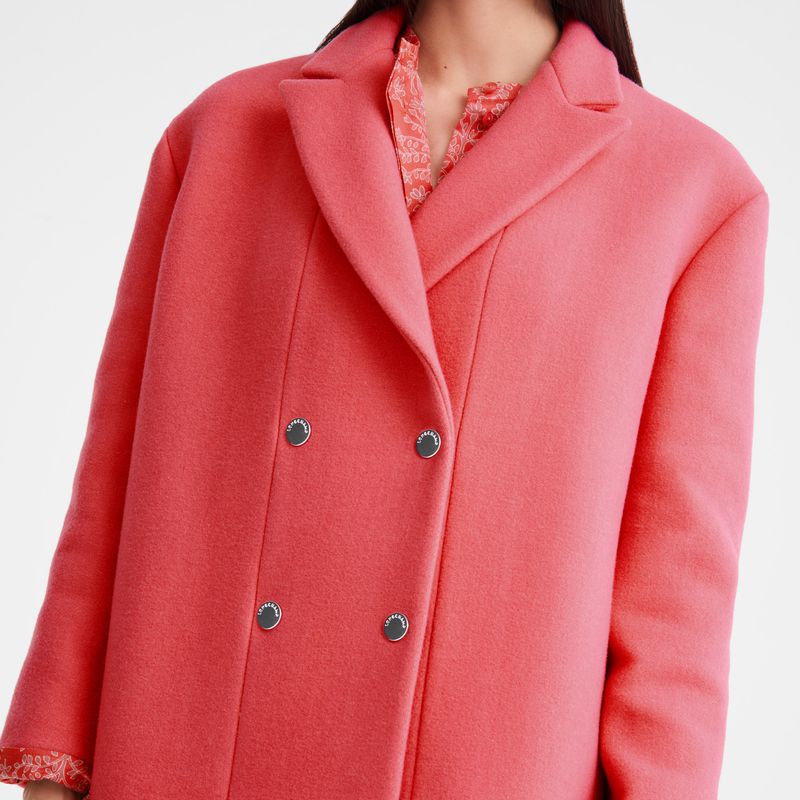 Women Longchamp Straight Short Coat Pink | Ireland-314WUEVTP