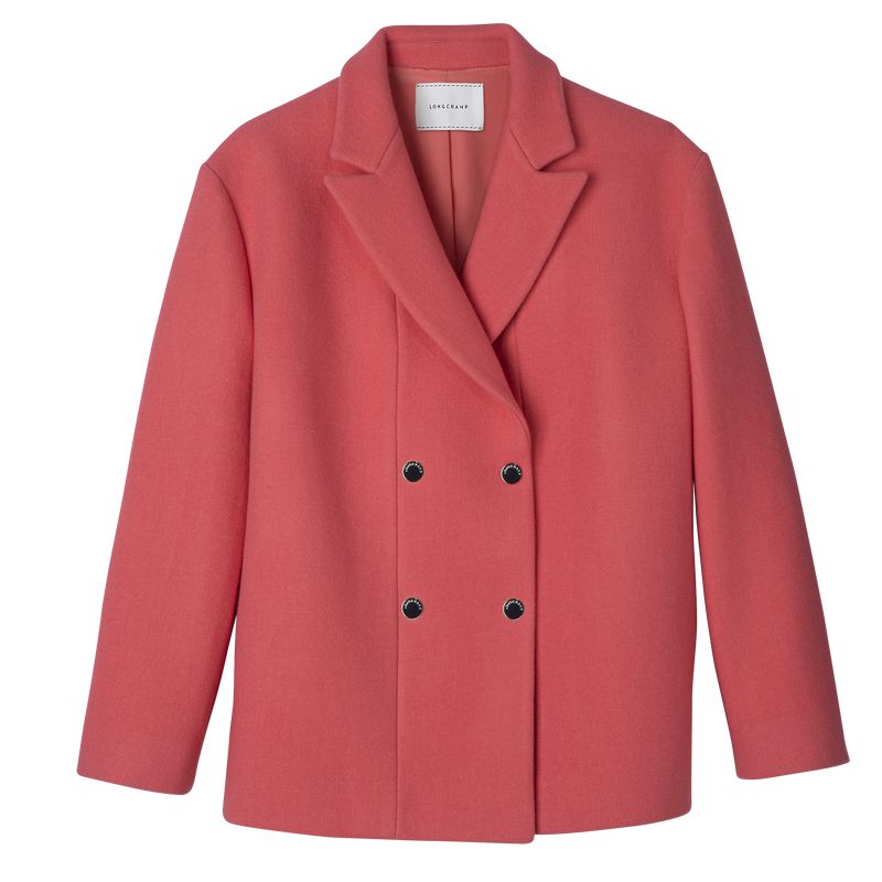 Women Longchamp Straight Short Coat Pink | Ireland-314WUEVTP