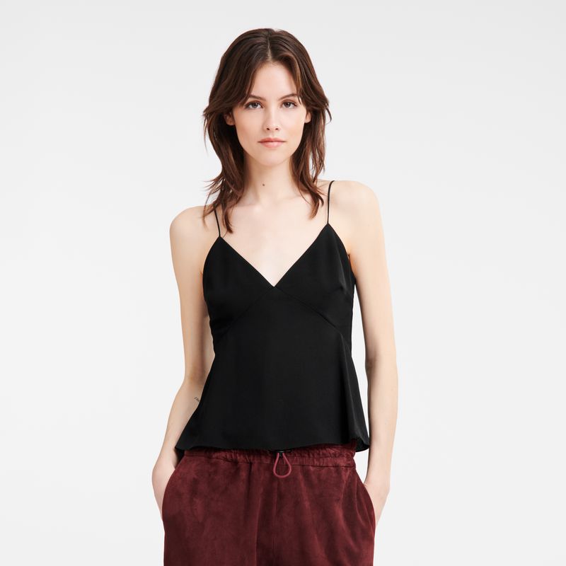 Women Longchamp Thin Strap Top Black | Ireland-271SLUBQR