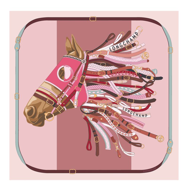 Women Longchamp Tête De Cheval 90 Scarf Pink | Ireland-657MCPDAR