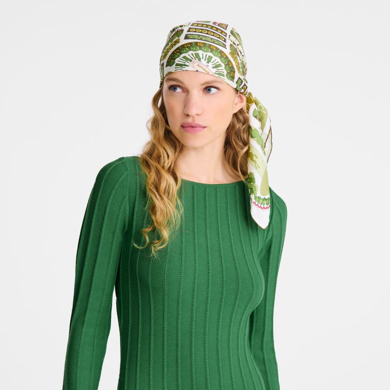 Women Longchamp Vegetable Garden 90 Scarf Khaki | Ireland-137QFRYJN