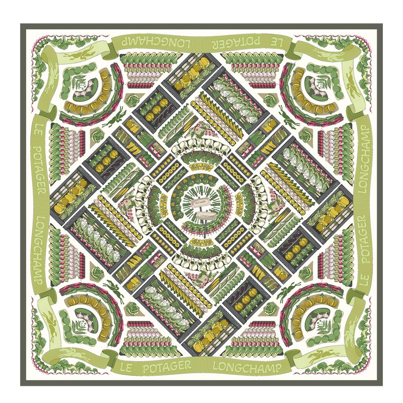 Women Longchamp Vegetable Garden 90 Scarf Khaki | Ireland-137QFRYJN