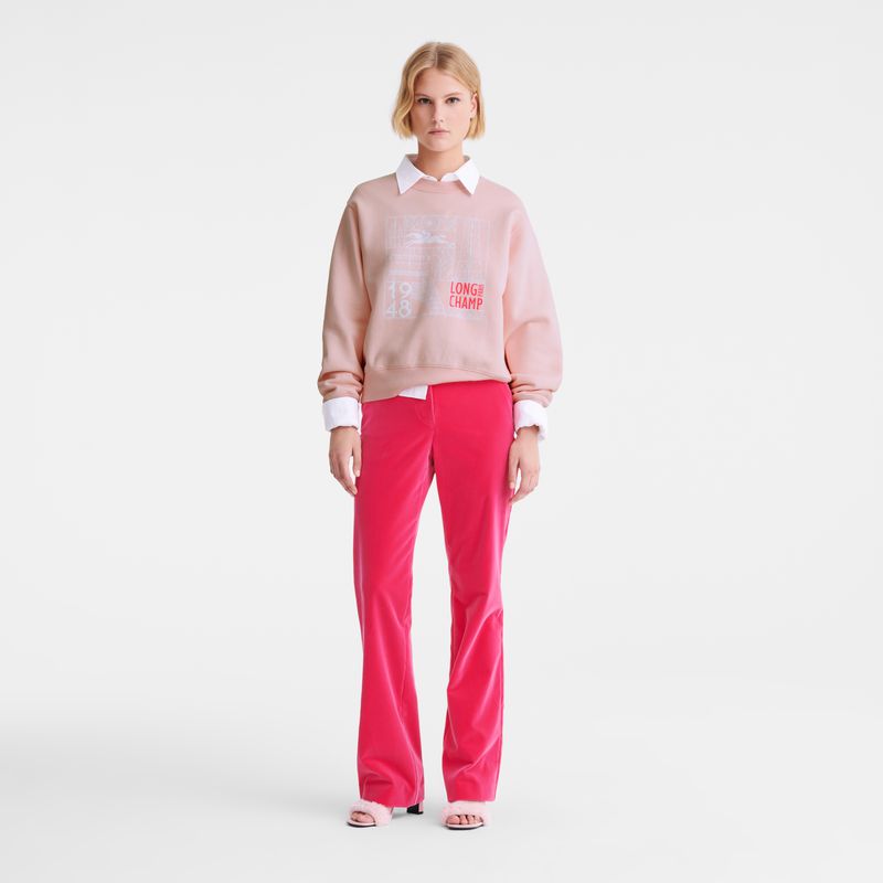 Women Longchamp Velvet Pants Pink | Ireland-527FJKCZT