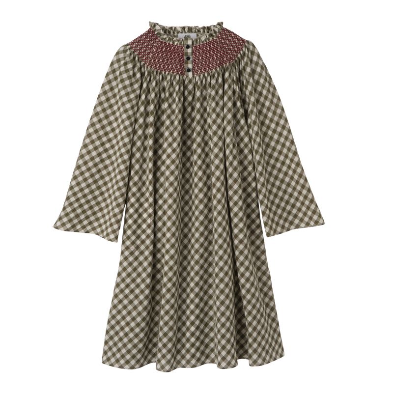 Women Longchamp Vichy Jacquard Dress Olive | Ireland-972JWMYRS