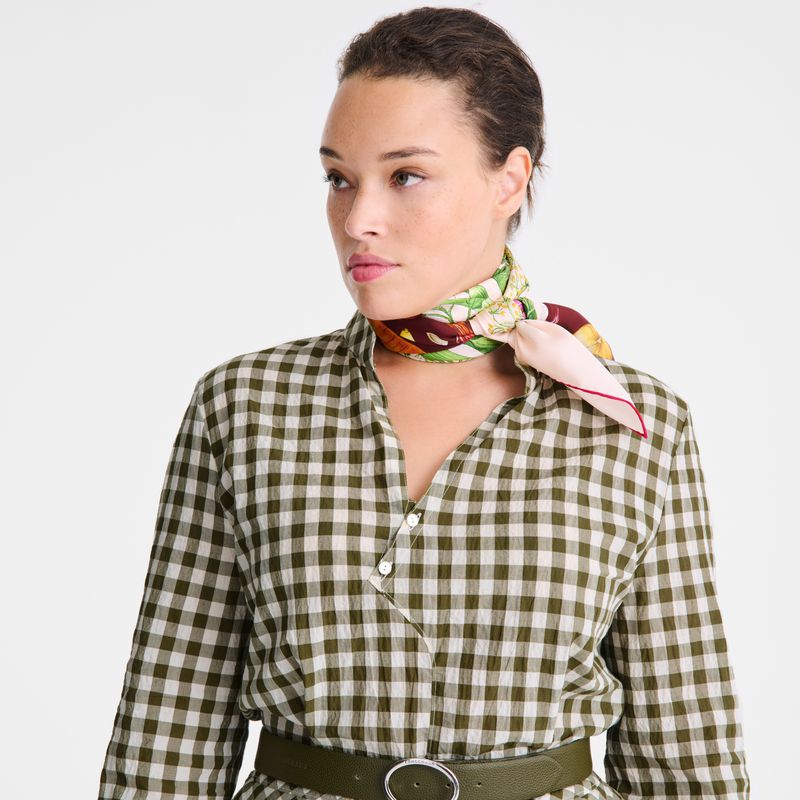 Women Longchamp Vichy Jacquard Dress Olive | Ireland-736NZHSQL
