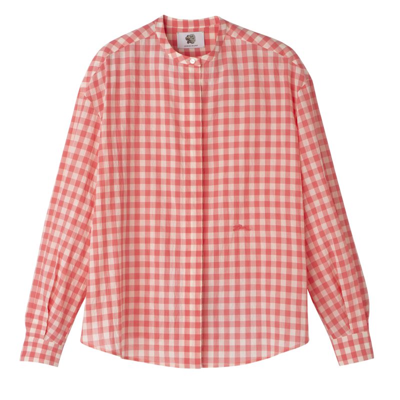 Women Longchamp Vichy Jacquard Shirts Pink | Ireland-026DABCKH