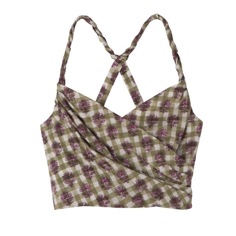 Women Longchamp Vichy Print Veil Top Olive | Ireland-248FMEXDK