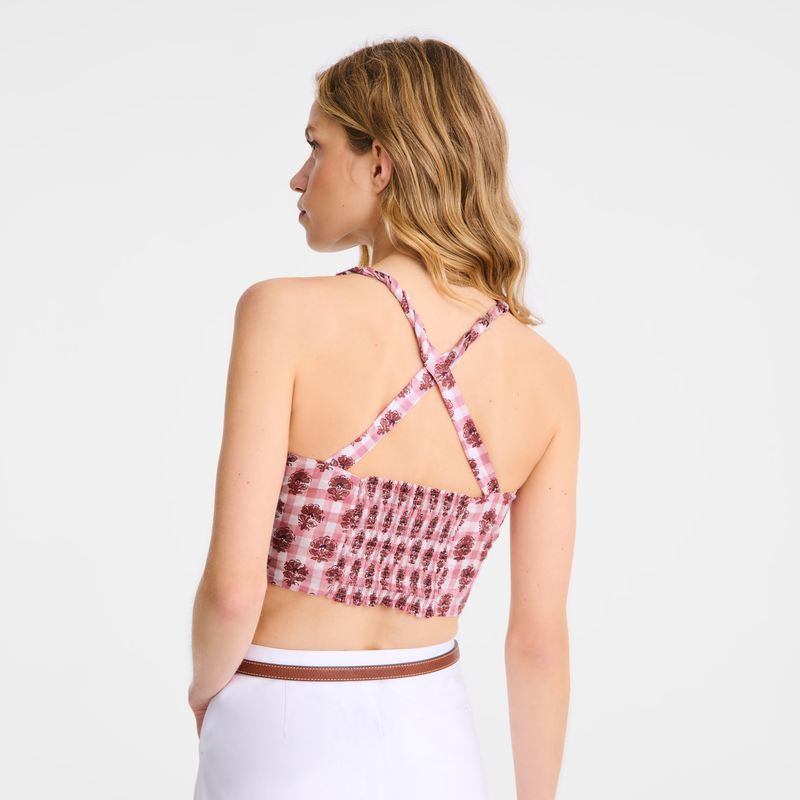 Women Longchamp Vichy Print Veil Top Pink | Ireland-527SDJEHK
