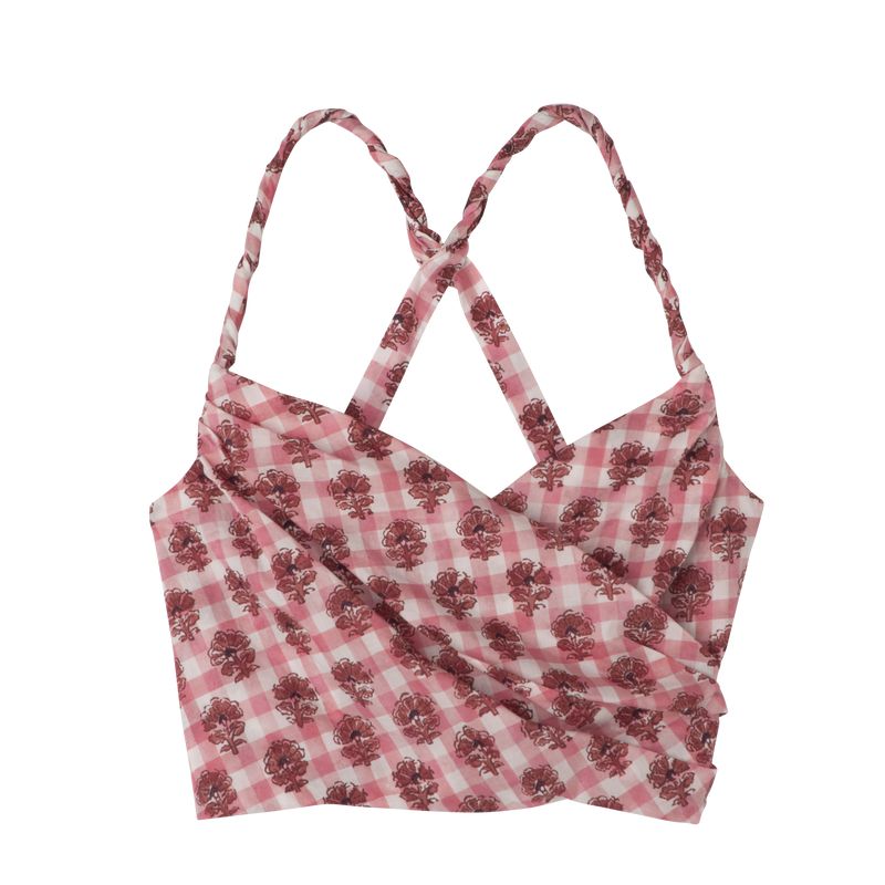 Women Longchamp Vichy Print Veil Top Pink | Ireland-527SDJEHK