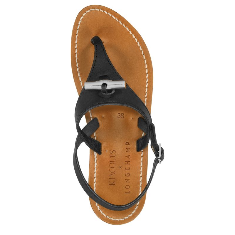 Women Longchamp X K.Jacques Sandals Black | Ireland-401CPWKFR