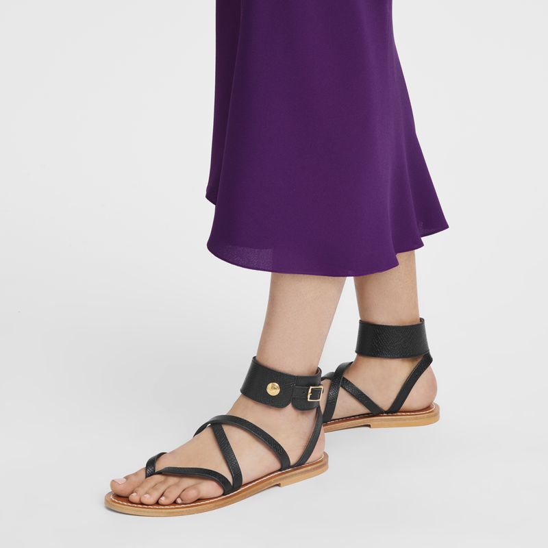 Women Longchamp X K.Jacques Sandals Black | Ireland-964HGDOWC