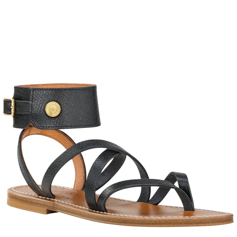 Women Longchamp X K.Jacques Sandals Black | Ireland-964HGDOWC