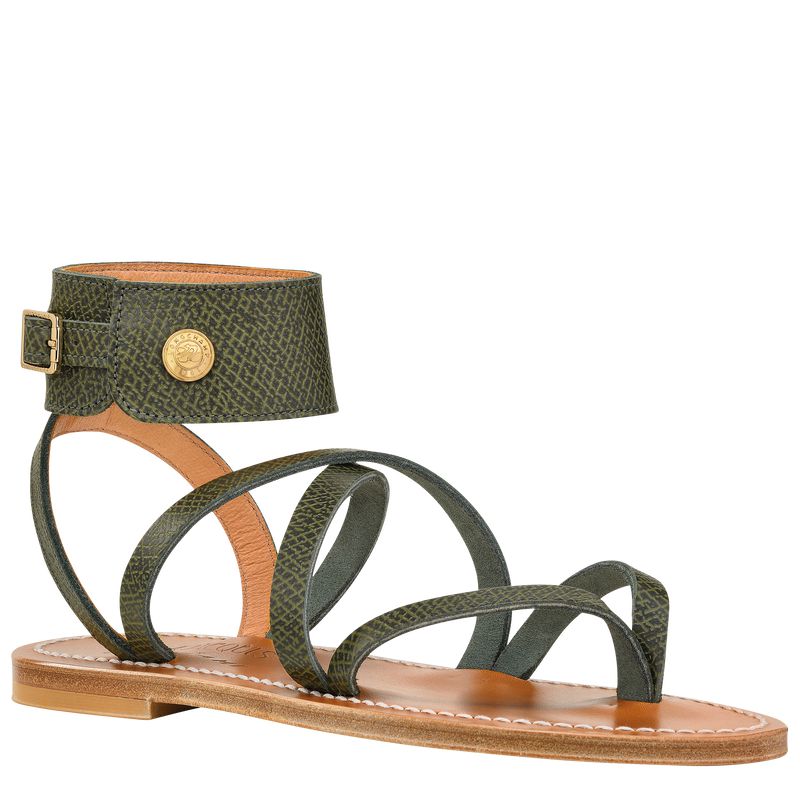 Women Longchamp X K.Jacques Sandals Dark Green | Ireland-795VTFQYH