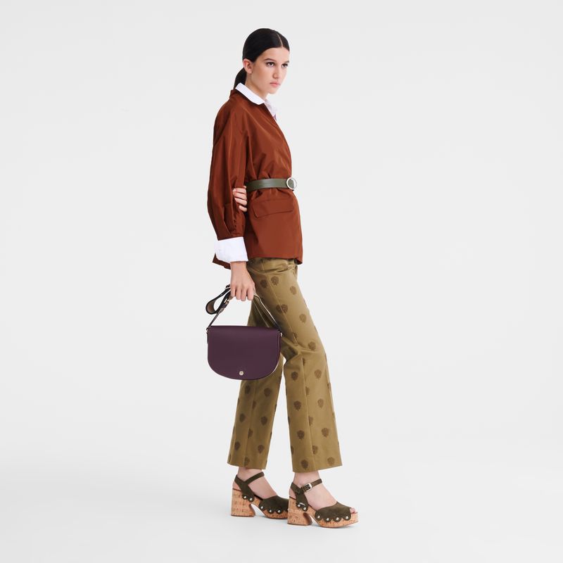 Women Longchamp Épure M Crossbody Bag Dark Purple | Ireland-973KNMYHR