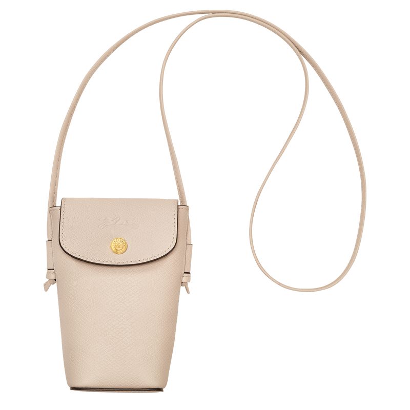 Women Longchamp Épure With Leather Lace Phone Case Beige | Ireland-875BCKSJM
