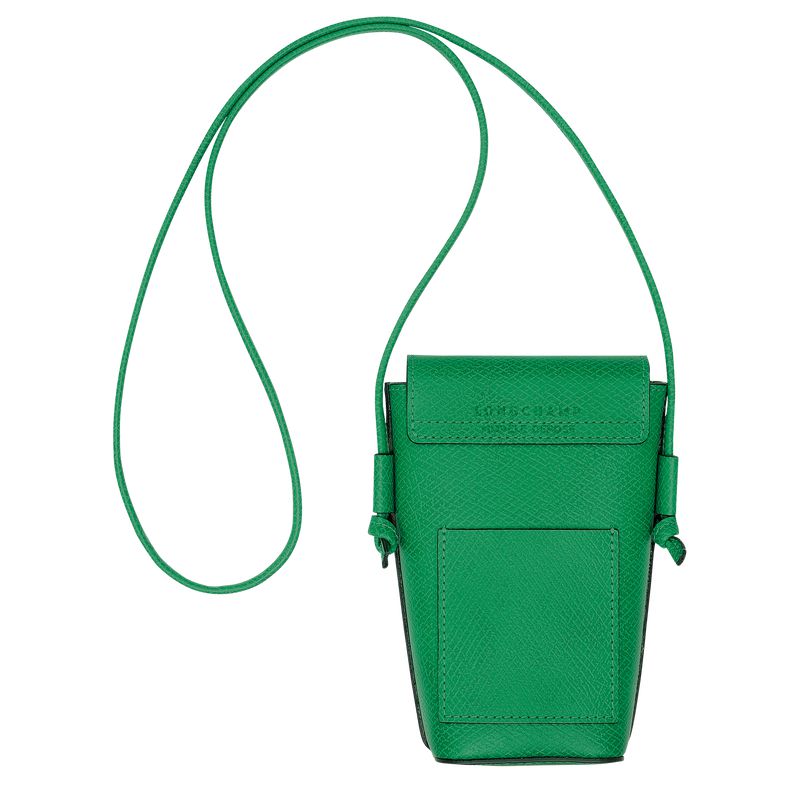 Women Longchamp Épure With Leather Lace Phone Case Green | Ireland-349NPMIWG